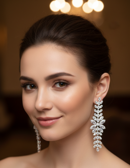 Marquise Crystal Laurel Leaf Drop Earrings
