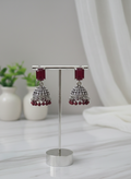 Vintage Ruby-Red Jhumka Drops