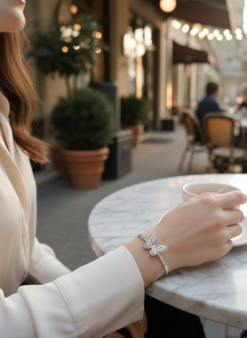 The Ethereal Silver Butterfly Bangle ✨