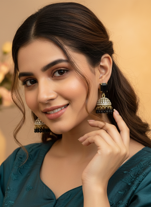 Crystal Jhumka Earrings