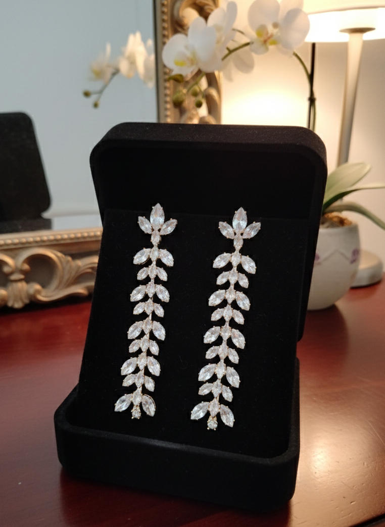 Marquise Crystal Leaf Drop Earrings