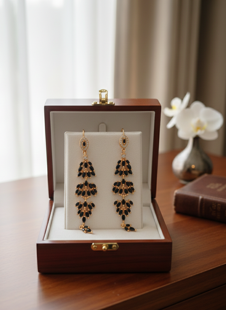 Midnight Blossom Chandelier Earrings
