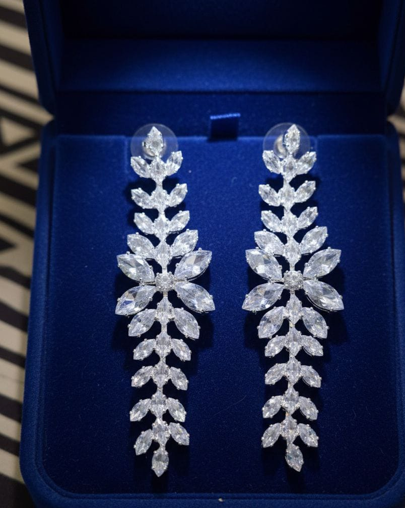 Marquise Crystal Laurel Leaf Drop Earrings