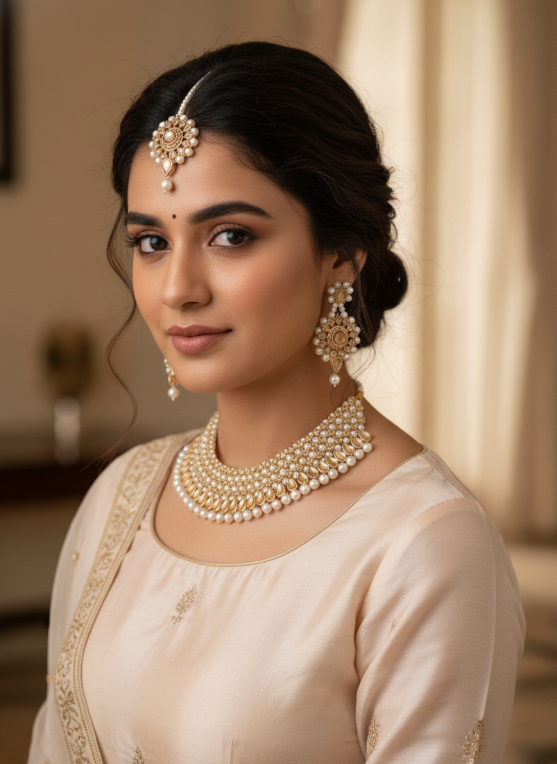 Golden Pearl Choker Set