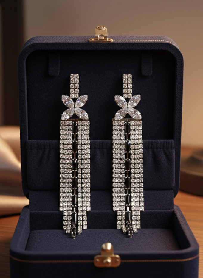 Long tassel drop earring