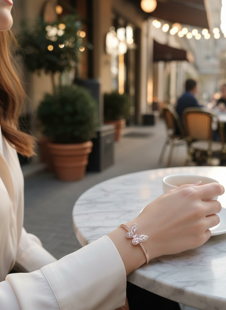 Rose Gold Ethereal Butterfly Bangle
