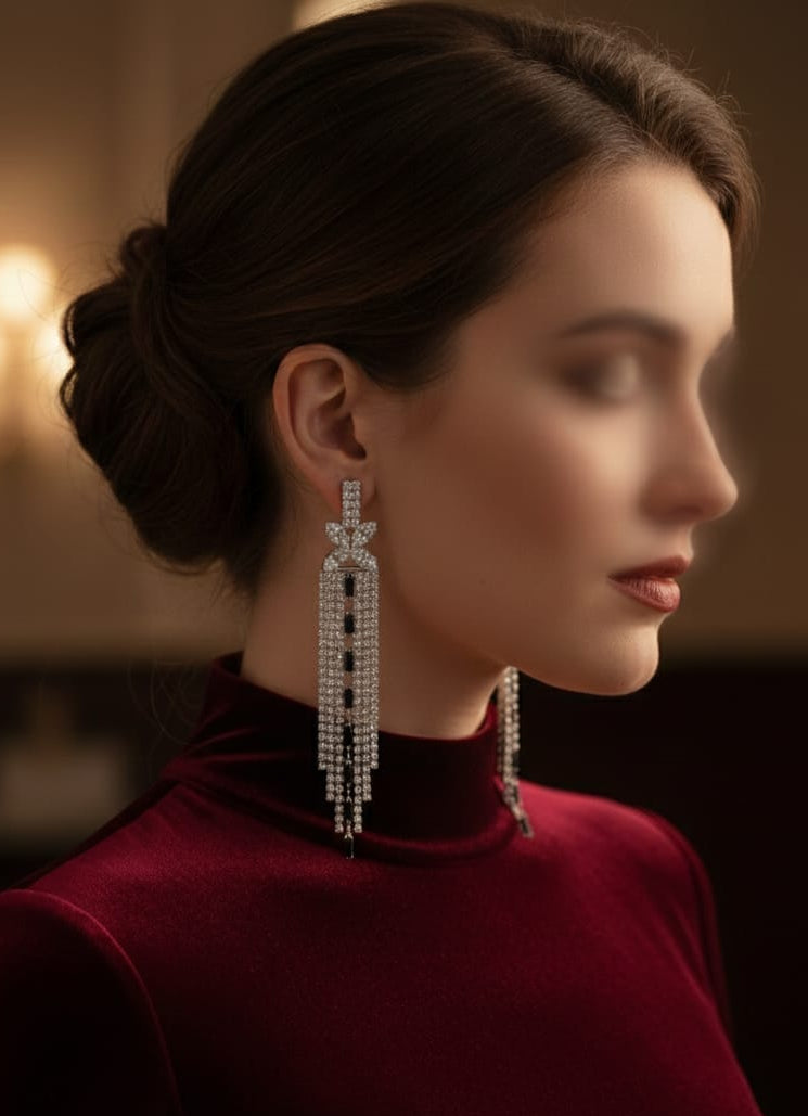 Long tassel drop earring